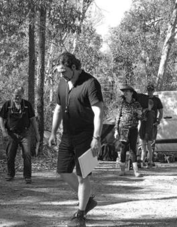 On the set of SHED with cast and crew