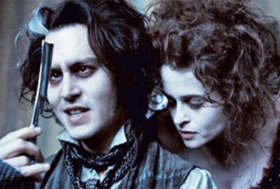 Sweeney Todd with a switch blade and Mrs. Lovett 