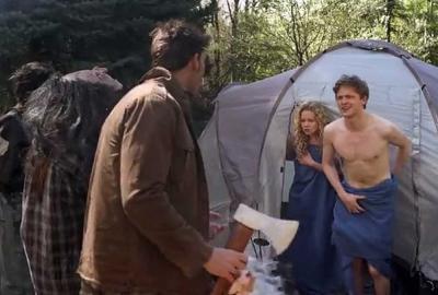 Wrong Turn 5 couple awakened from their tent to man with an axe