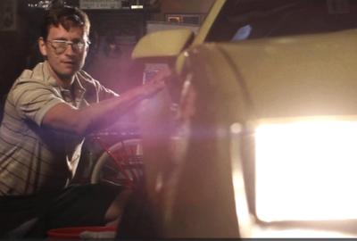 Vicki guy with his freshly cleaned car