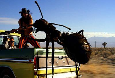 Dead Ant film still giant ant attacking band in pickup truck