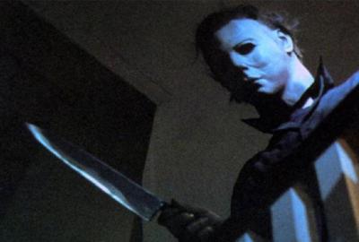 Michael Myers looking over railing