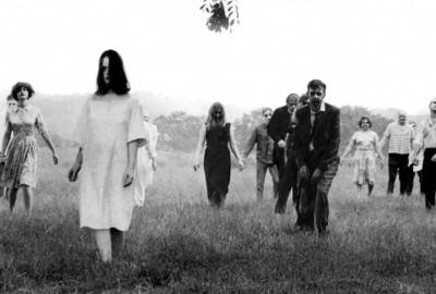 Night of the Living Dead film still zombies walking