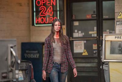 Open 24 Hours film still bloodied woman leaving the store