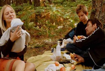 Picnic family having a picnic near the forest