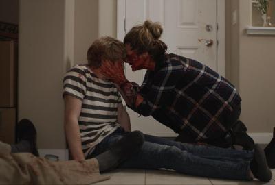 Red Letter Day film still mom comforts injured son