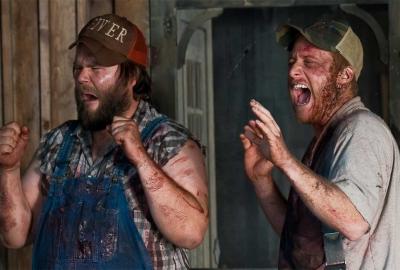 Tucker & Dale VS Evil two hillbillies react in shock