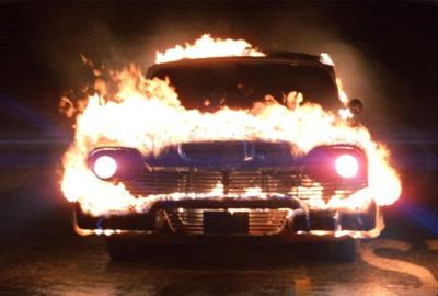 Christine car on fire