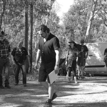 On the set of SHED with cast and crew